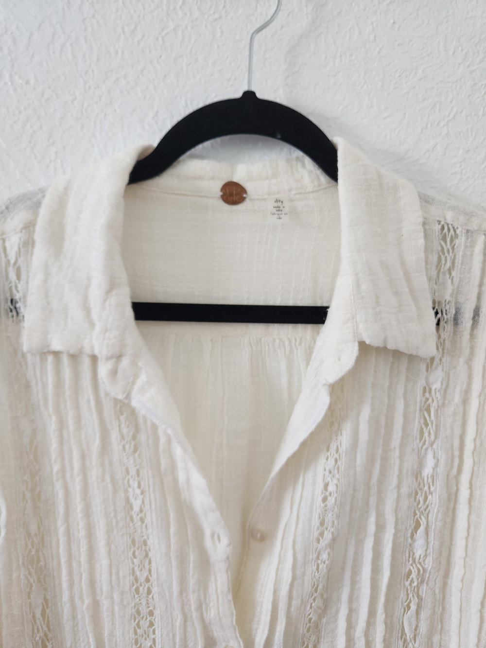 Free People One Mila Button Down Shirt in Cream Color - Picture 7 of 12